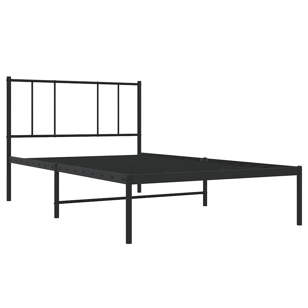 vidaXL Metal Bed Frame without Mattress with Headboard Black 100x190cm 4