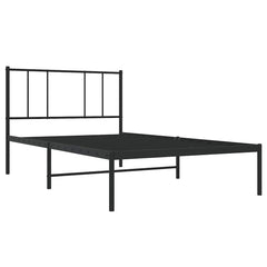 vidaXL Metal Bed Frame without Mattress with Headboard Black 100x190cm 4
