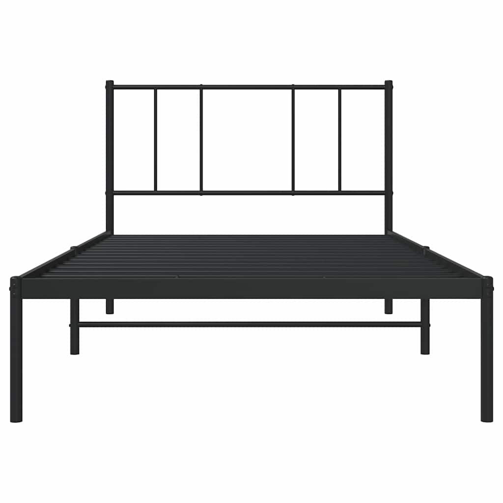 vidaXL Metal Bed Frame without Mattress with Headboard Black 100x190cm 6
