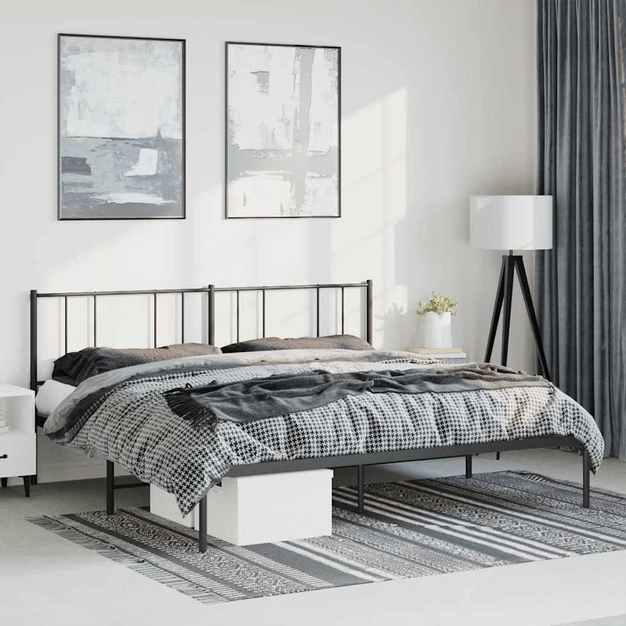 vidaXL Metal Bed Frame without Mattress with Headboard Black 183x213cm 1