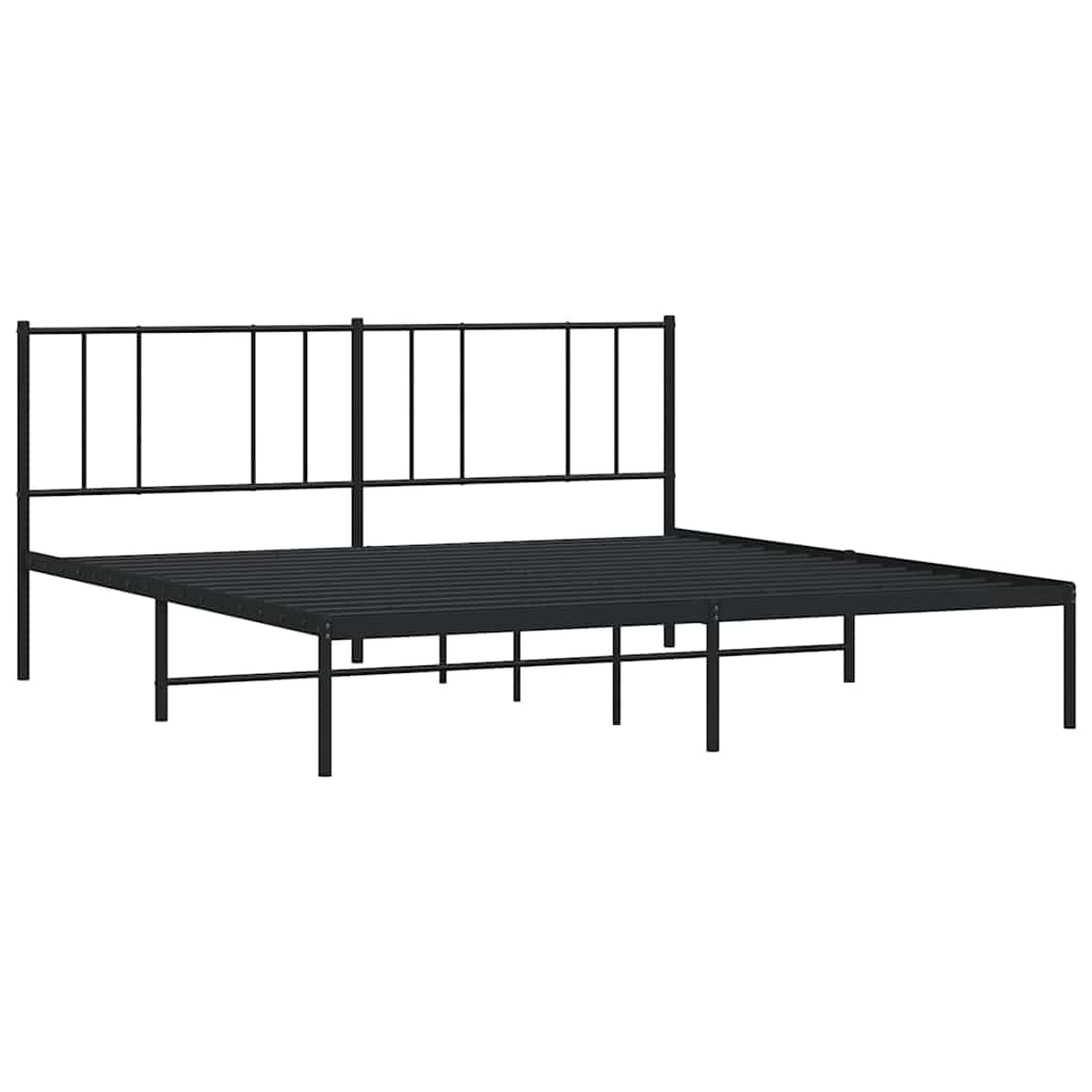 vidaXL Metal Bed Frame without Mattress with Headboard Black 193x203cm 4