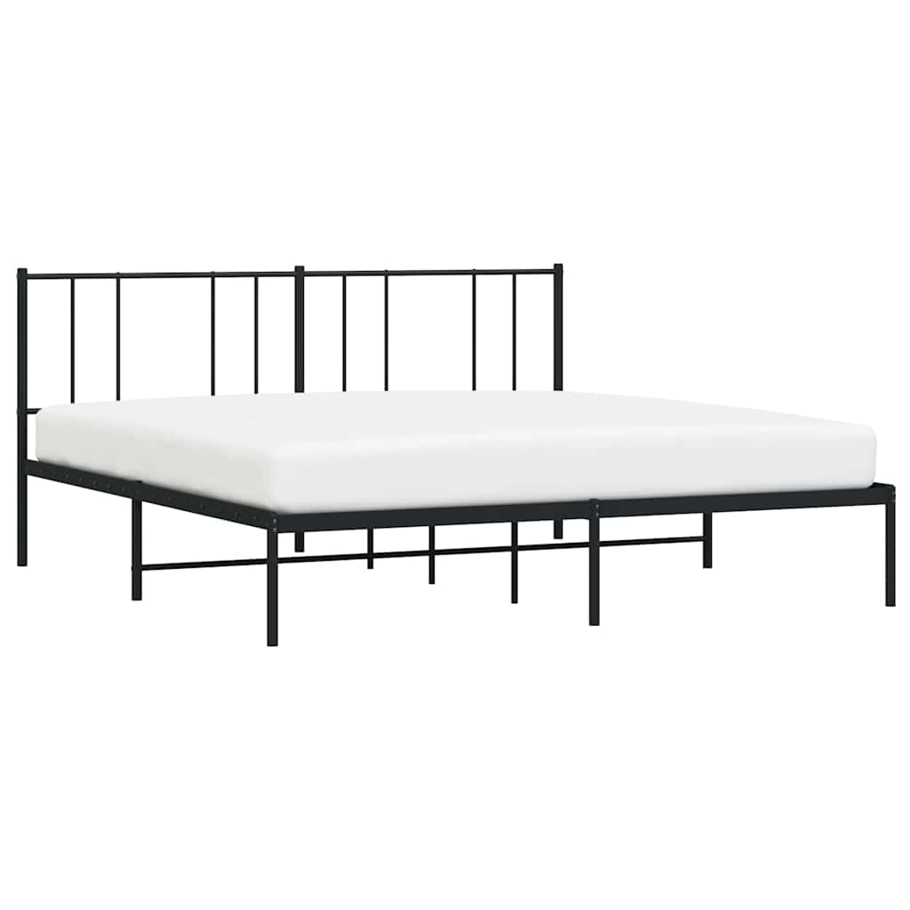 vidaXL Metal Bed Frame without Mattress with Headboard Black 193x203cm 5