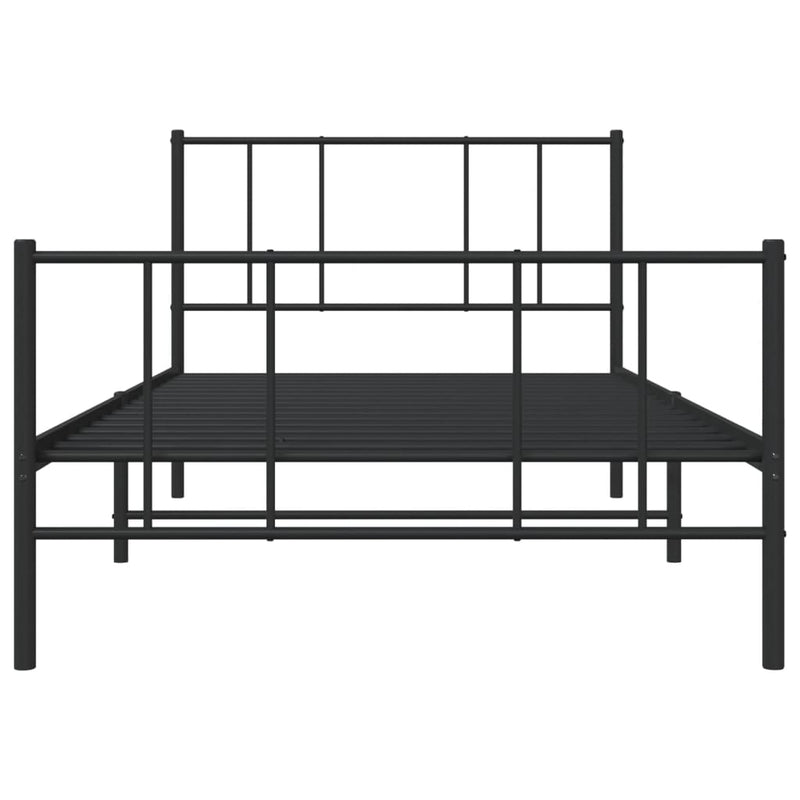 Metal Bed Frame with Headboard and Footboard Black 100x190 cm