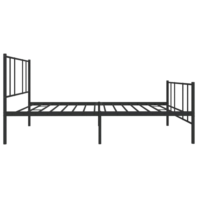 Metal Bed Frame with Headboard and Footboard Black 100x190 cm