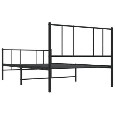 Metal Bed Frame with Headboard and Footboard Black 100x190 cm