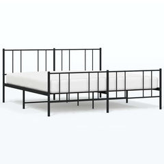 vidaXL Metal Bed Frame without Mattress with Footboard Black 183x213cm 2