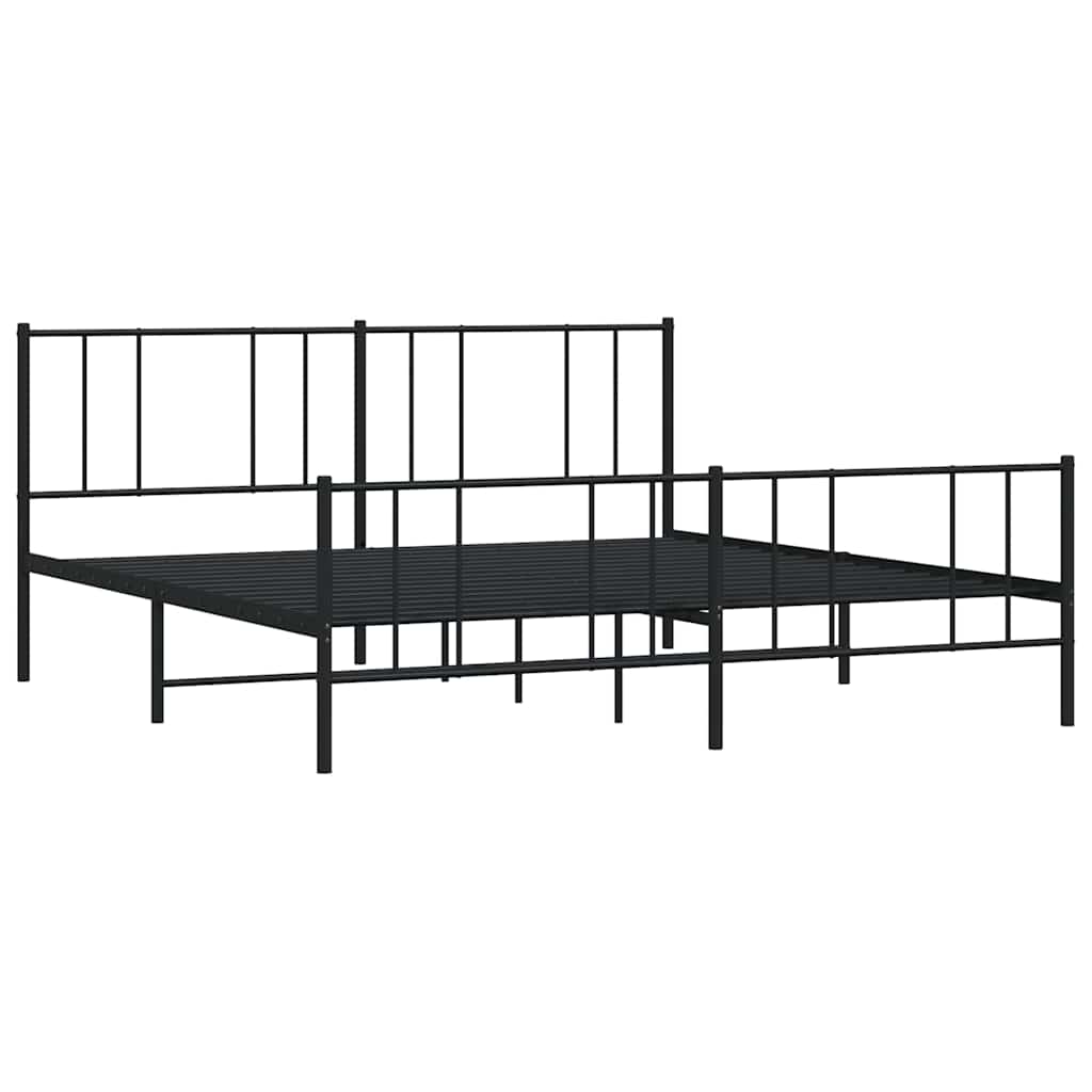 vidaXL Metal Bed Frame without Mattress with Footboard Black 193x203cm 4