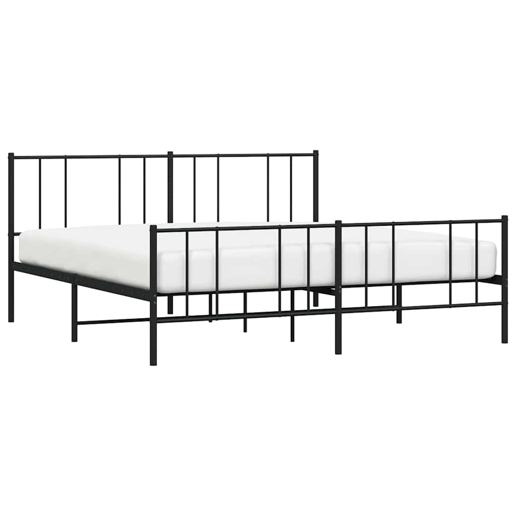 vidaXL Metal Bed Frame without Mattress with Footboard Black 193x203cm 5