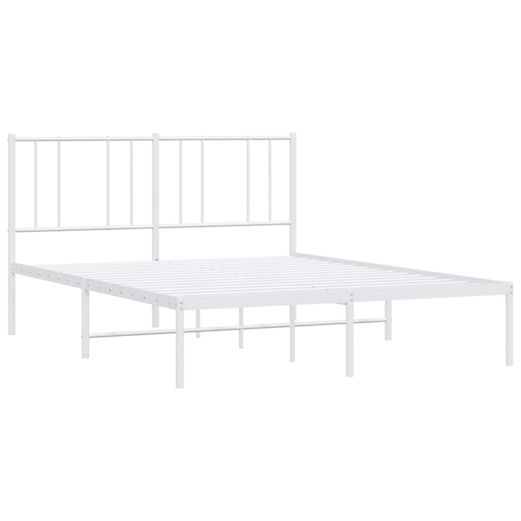 vidaXL Metal Bed Frame without Mattress with Headboard White 135x190cm 4