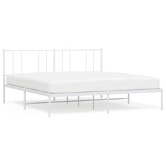 vidaXL Metal Bed Frame without Mattress with Headboard White 193x203cm 2