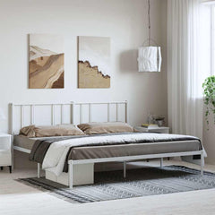 vidaXL Metal Bed Frame without Mattress with Headboard White 193x203cm 1