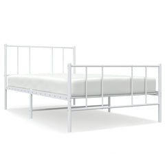 vidaXL Metal Bed Frame without Mattress with Footboard White 100x190cm 2