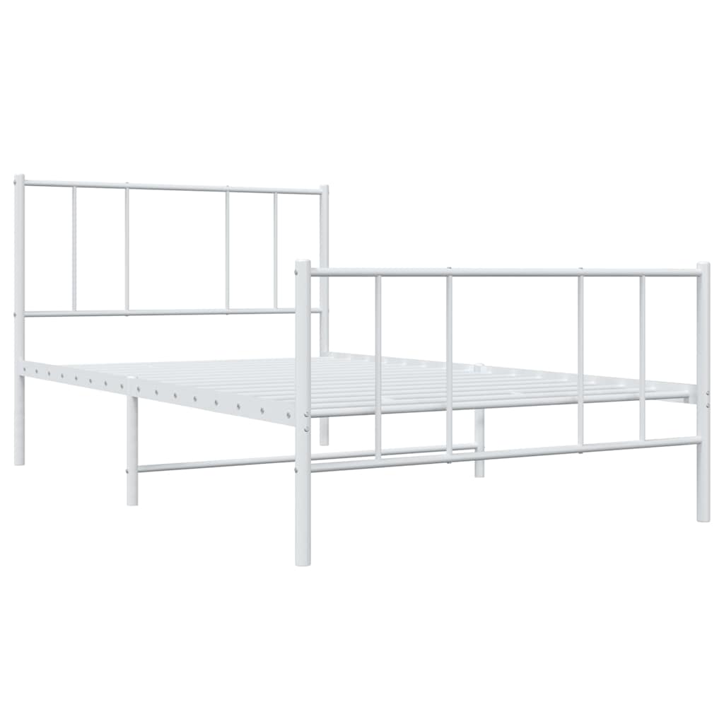 vidaXL Metal Bed Frame without Mattress with Footboard White 100x190cm 4