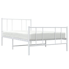 vidaXL Metal Bed Frame without Mattress with Footboard White 100x190cm 5