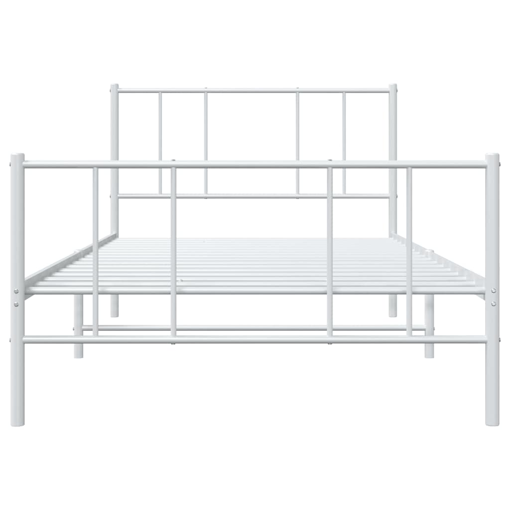 vidaXL Metal Bed Frame without Mattress with Footboard White 100x190cm 6