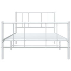 vidaXL Metal Bed Frame without Mattress with Footboard White 100x190cm 6