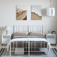 vidaXL Metal Bed Frame without Mattress with Footboard White 135x190cm 3