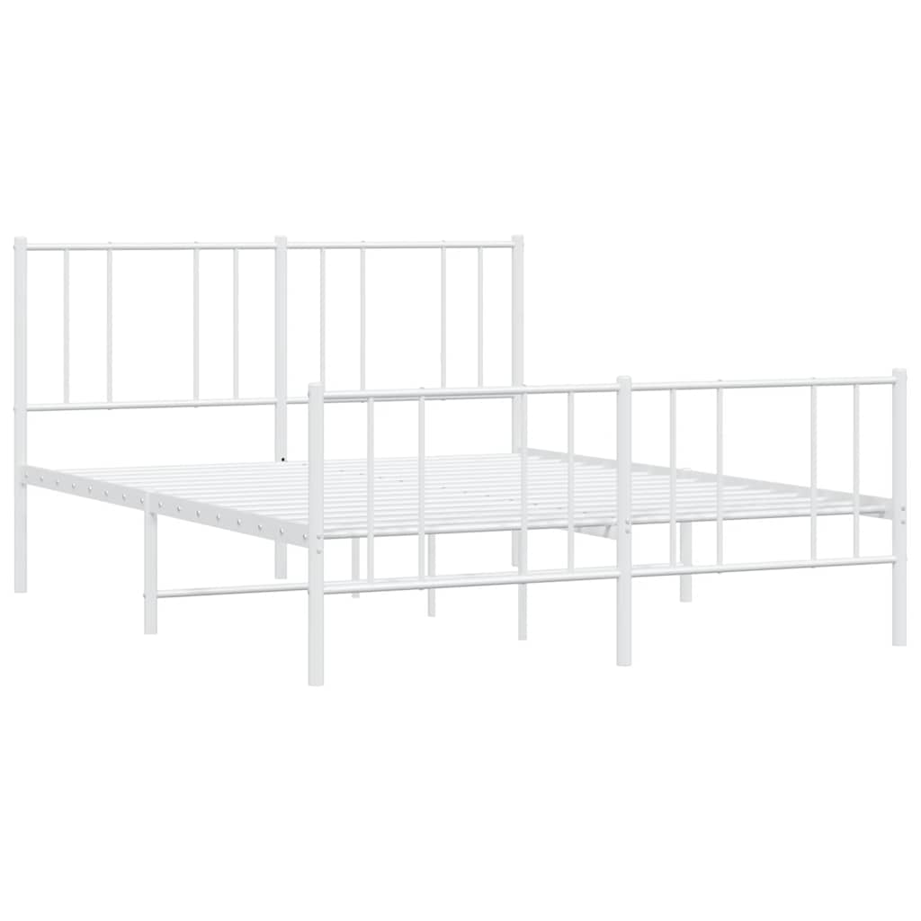 vidaXL Metal Bed Frame without Mattress with Footboard White 140x200cm 3