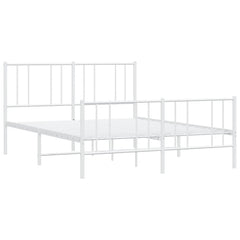 vidaXL Metal Bed Frame without Mattress with Footboard White 140x200cm 3