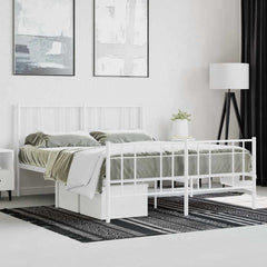vidaXL Metal Bed Frame without Mattress with Footboard White 140x200cm 4