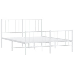 vidaXL Metal Bed Frame without Mattress with Footboard White 150x200cm 4