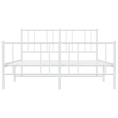 vidaXL Metal Bed Frame without Mattress with Footboard White 150x200cm 6