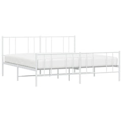 vidaXL Metal Bed Frame without Mattress with Footboard White 200x200cm 5
