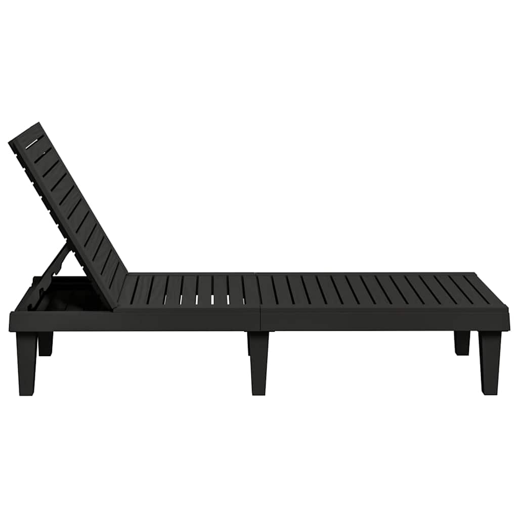 Sun Lounger 155x58x83 cm Polypropylene Black 1
