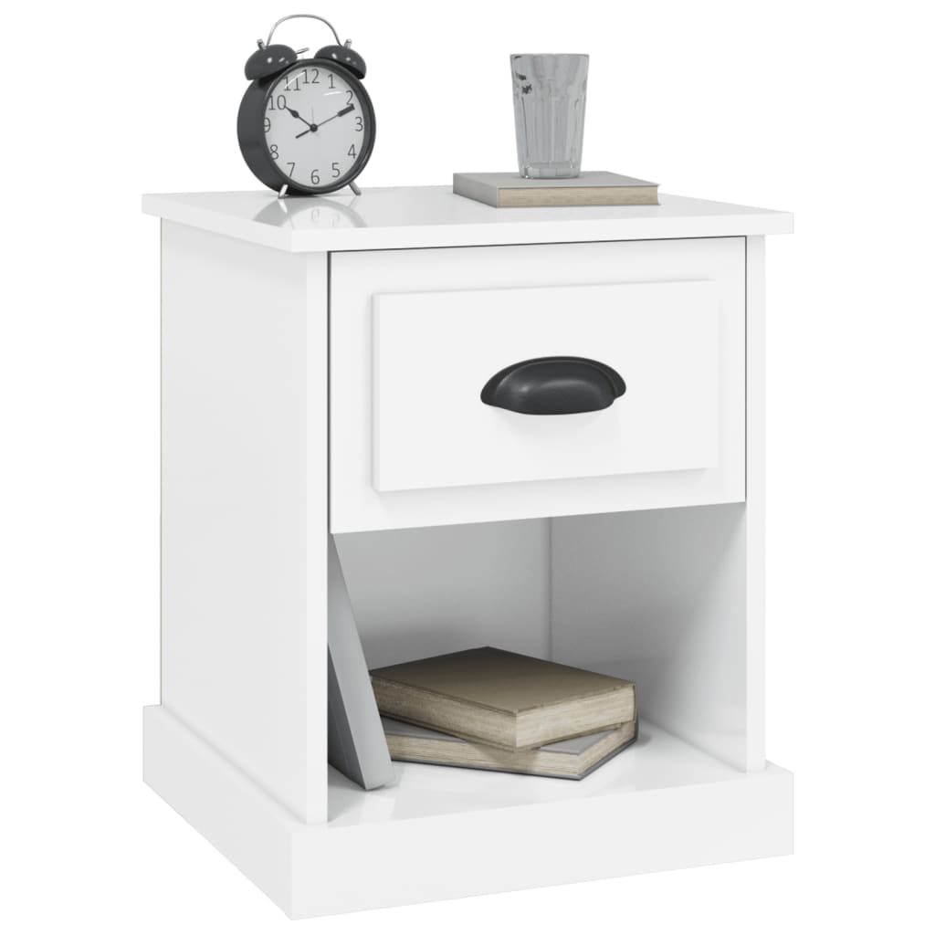 vidaXL Bedside Cabinets 2 pcs High Gloss White 39x39x47.5 cm Engineered Wood 5