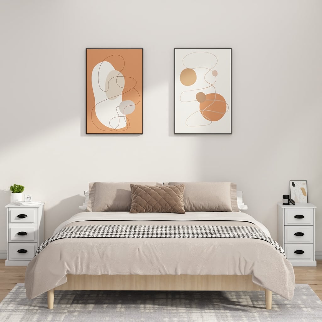vidaXL Bedside Cabinet White 39x39x67 cm Engineered Wood 3