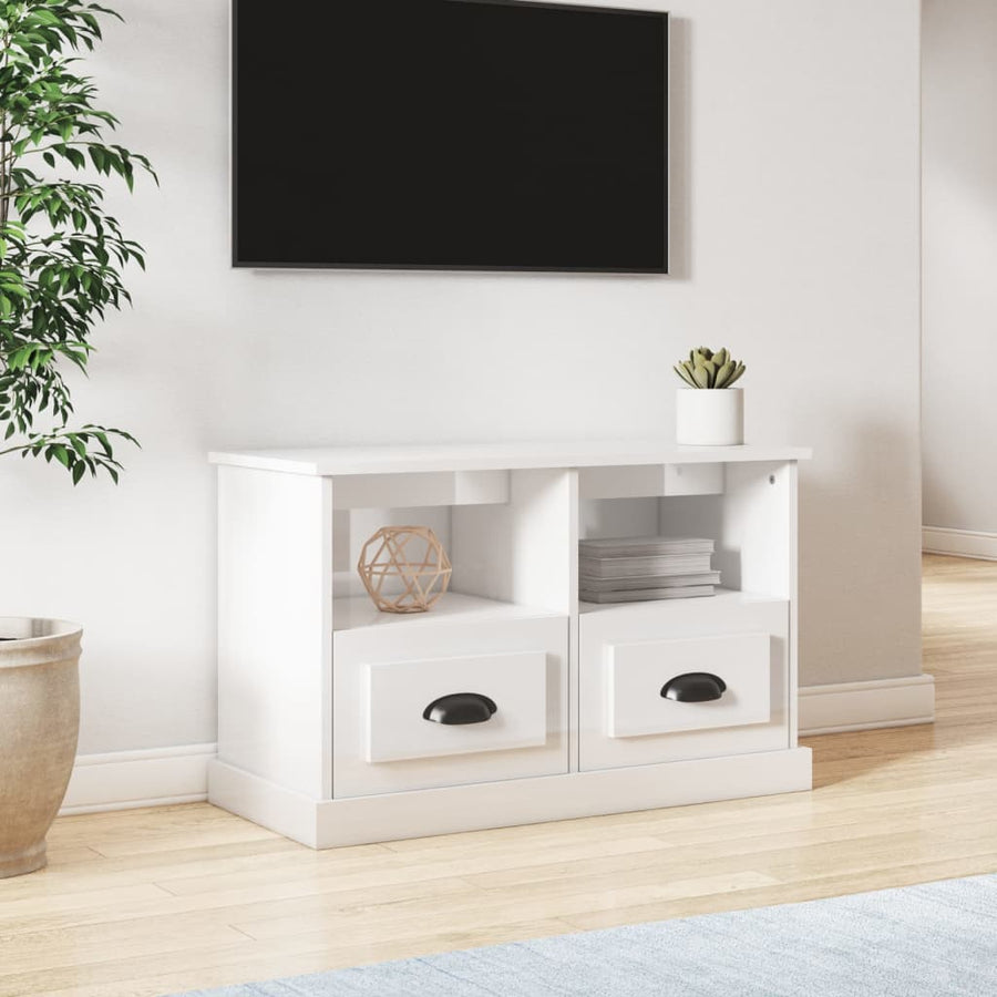 vidaXL TV Cabinet High Gloss White 80x35x50 cm Engineered Wood 1