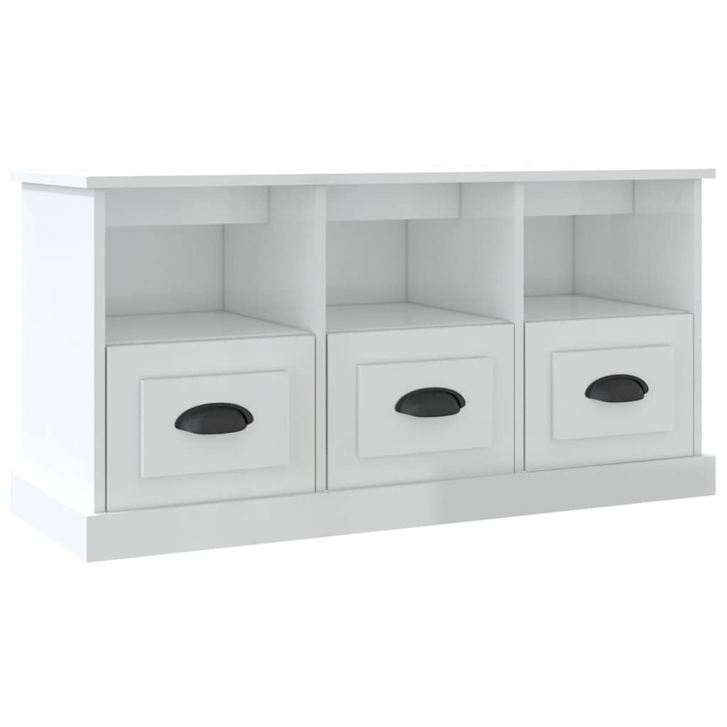 TV Cabinet 100x35x50 cm Engineered Wood High gloss white
