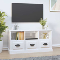 TV Cabinet 100x35x50 cm Engineered Wood High gloss white