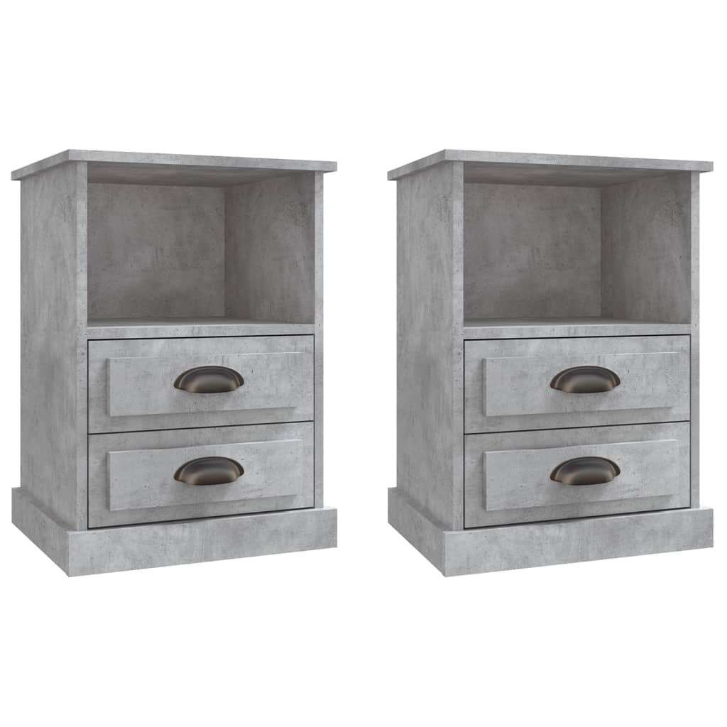 vidaXL Bedside Cabinets 2 pcs Concrete Grey 43x36x60 cm 2