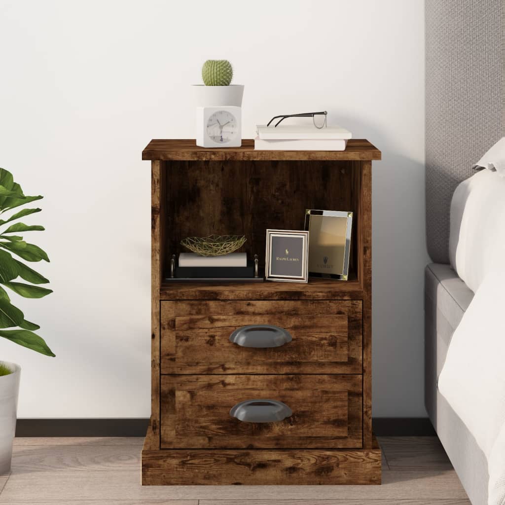 vidaXL Bedside Cabinet Smoked Oak 43x36x60 cm 1