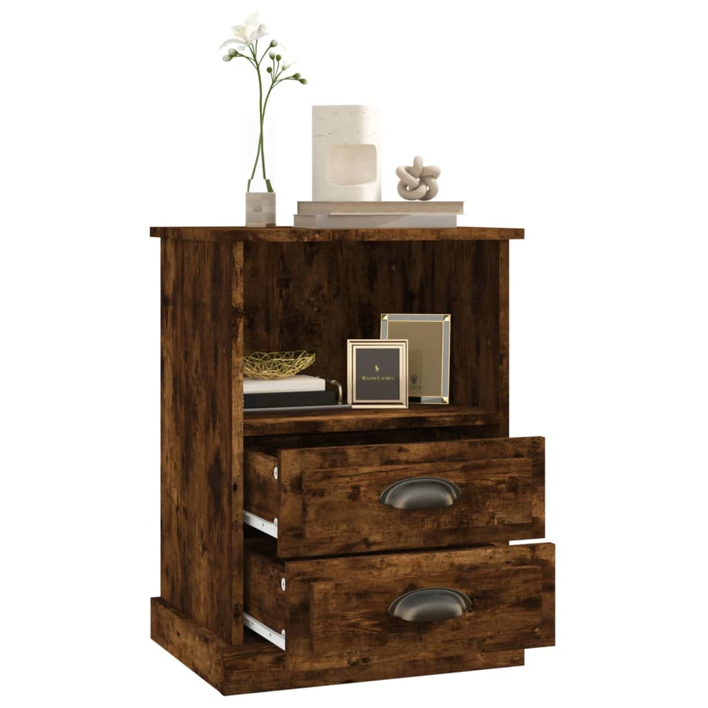 vidaXL Bedside Cabinets 2 pcs Smoked Oak 43x36x60 cm 5