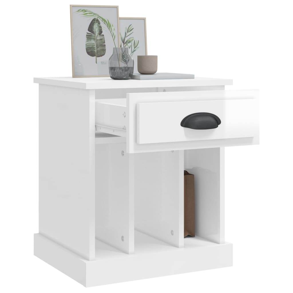 vidaXL Bedside Cabinets 2 pcs High Gloss White 43x36x50 cm 5