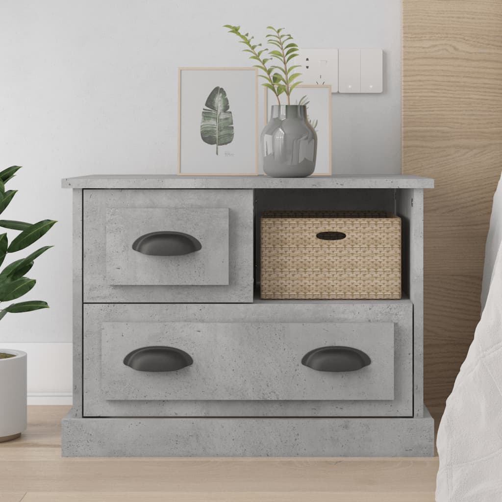 vidaXL Bedside Cabinet Concrete Grey 60x39x45 cm 1