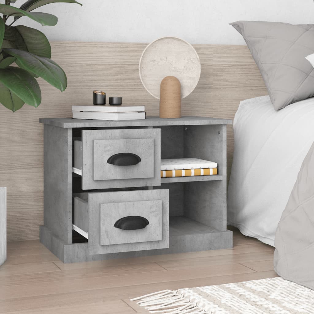 vidaXL Bedside Cabinet Concrete Grey 60x35.5x45 cm 3