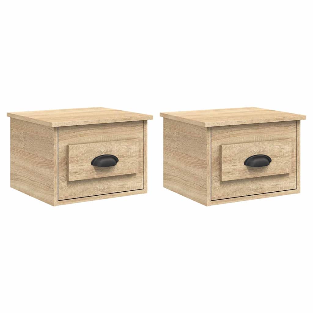 vidaXL Wall-mounted Bedside Cabinets 2 pcs Sonoma Oak 41.5x36x28cm 2