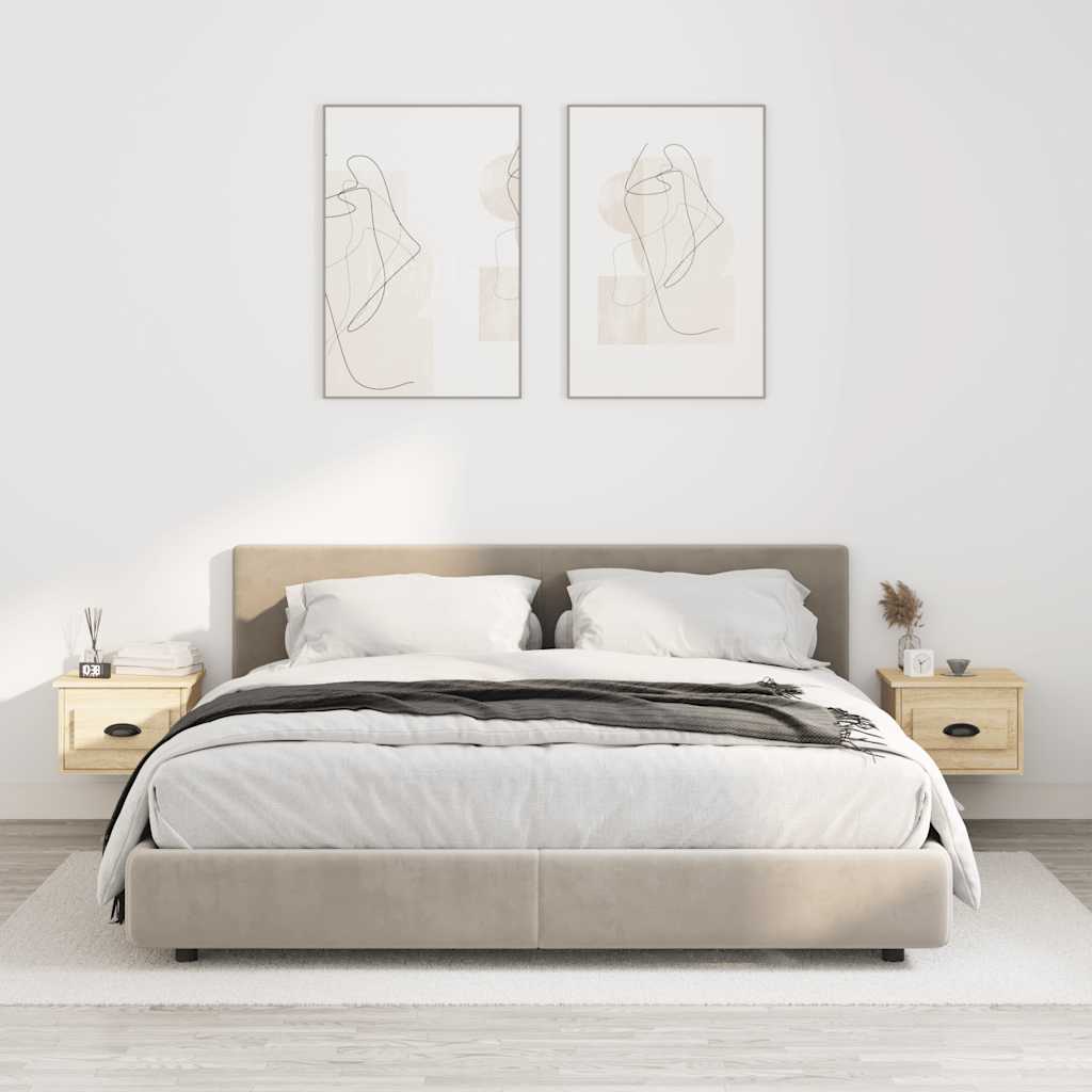 vidaXL Wall-mounted Bedside Cabinets 2 pcs Sonoma Oak 41.5x36x28cm 1
