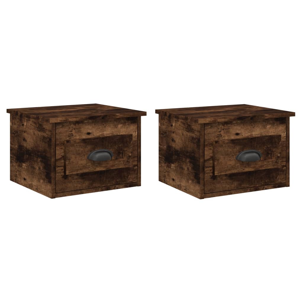 vidaXL Wall-mounted Bedside Cabinets 2 pcs Smoked Oak 41.5x36x28cm 2
