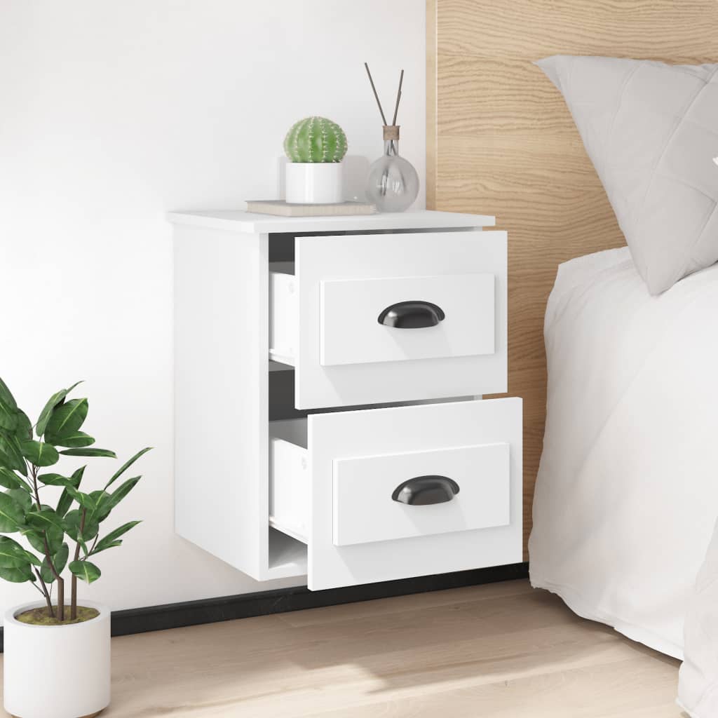 vidaXL Wall-mounted Bedside Cabinets 2 pcs White 41.5x36x53cm 4