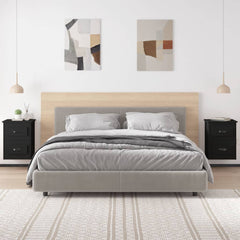 vidaXL Wall-mounted Bedside Cabinets 2 pcs Black 41.5x36x53cm 3