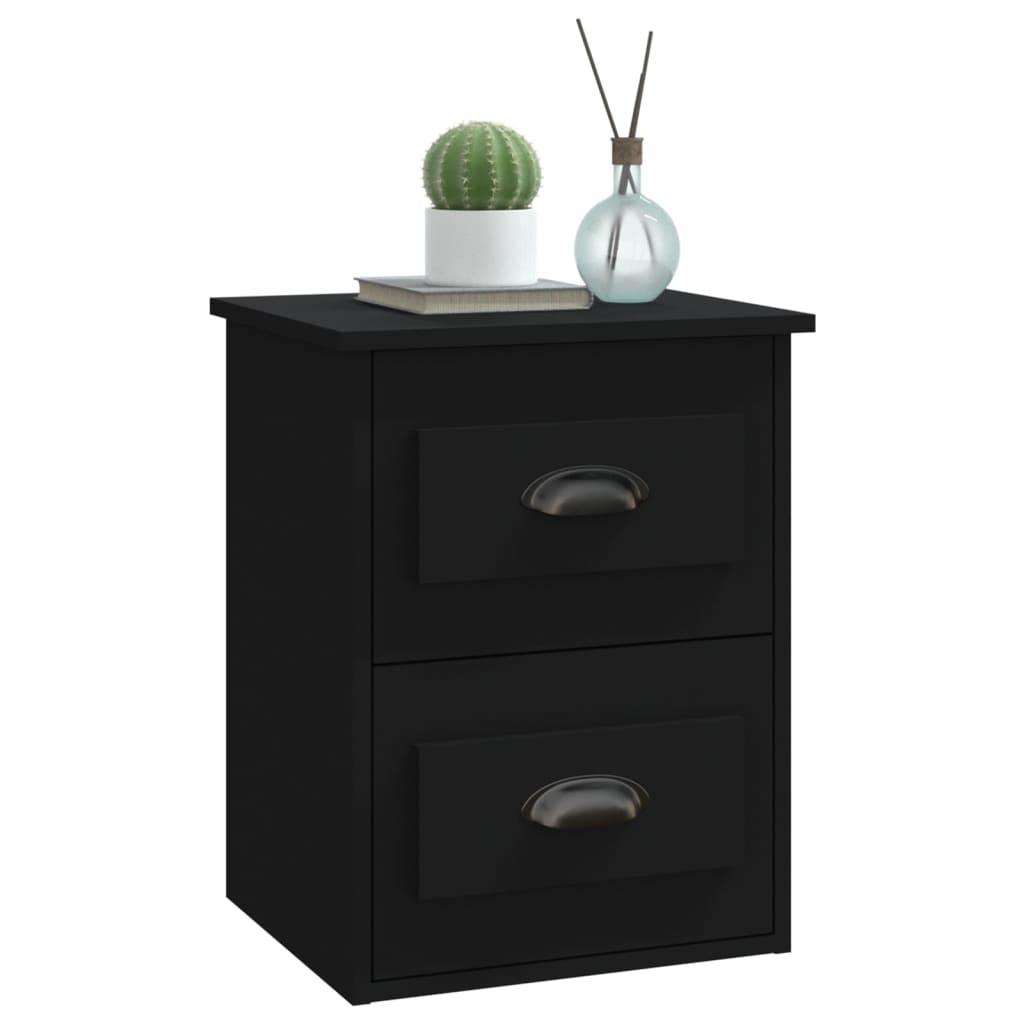 vidaXL Wall-mounted Bedside Cabinets 2 pcs Black 41.5x36x53cm 5