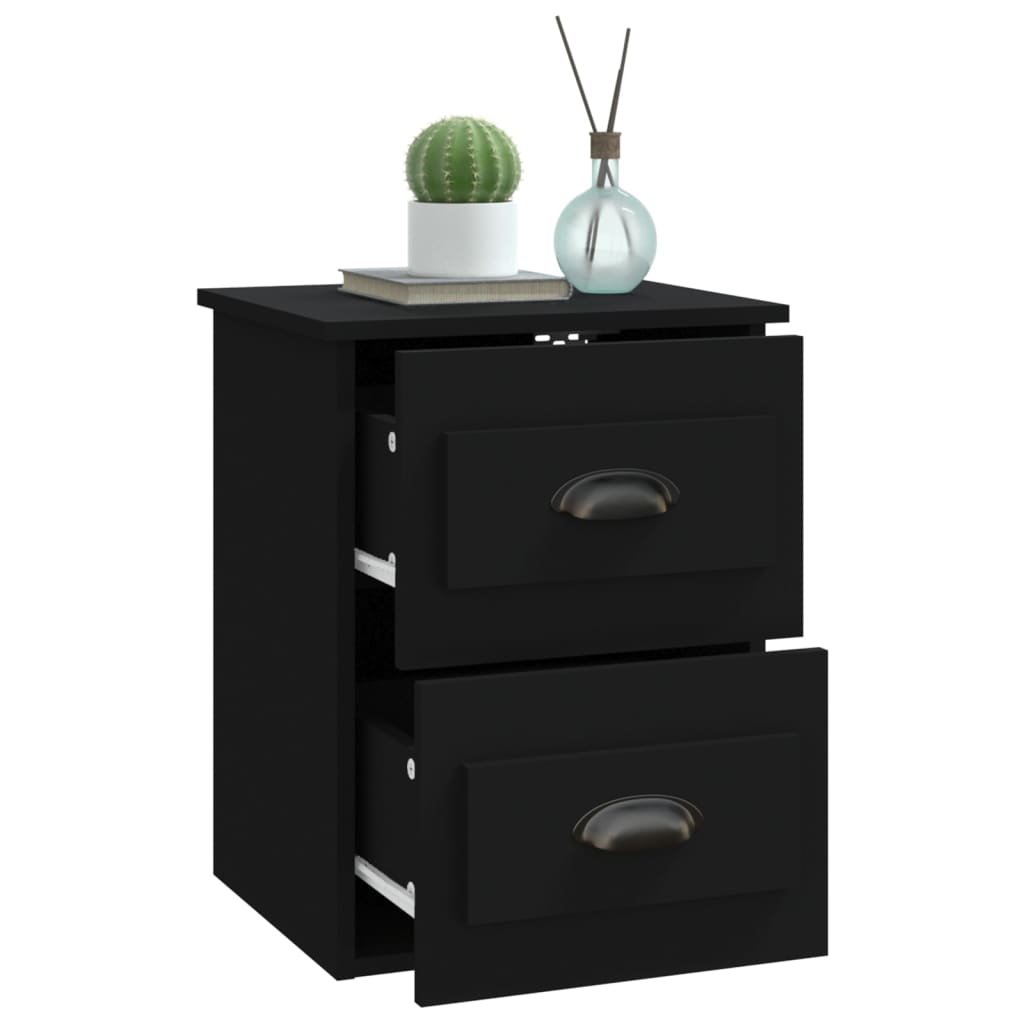 vidaXL Wall-mounted Bedside Cabinets 2 pcs Black 41.5x36x53cm 6