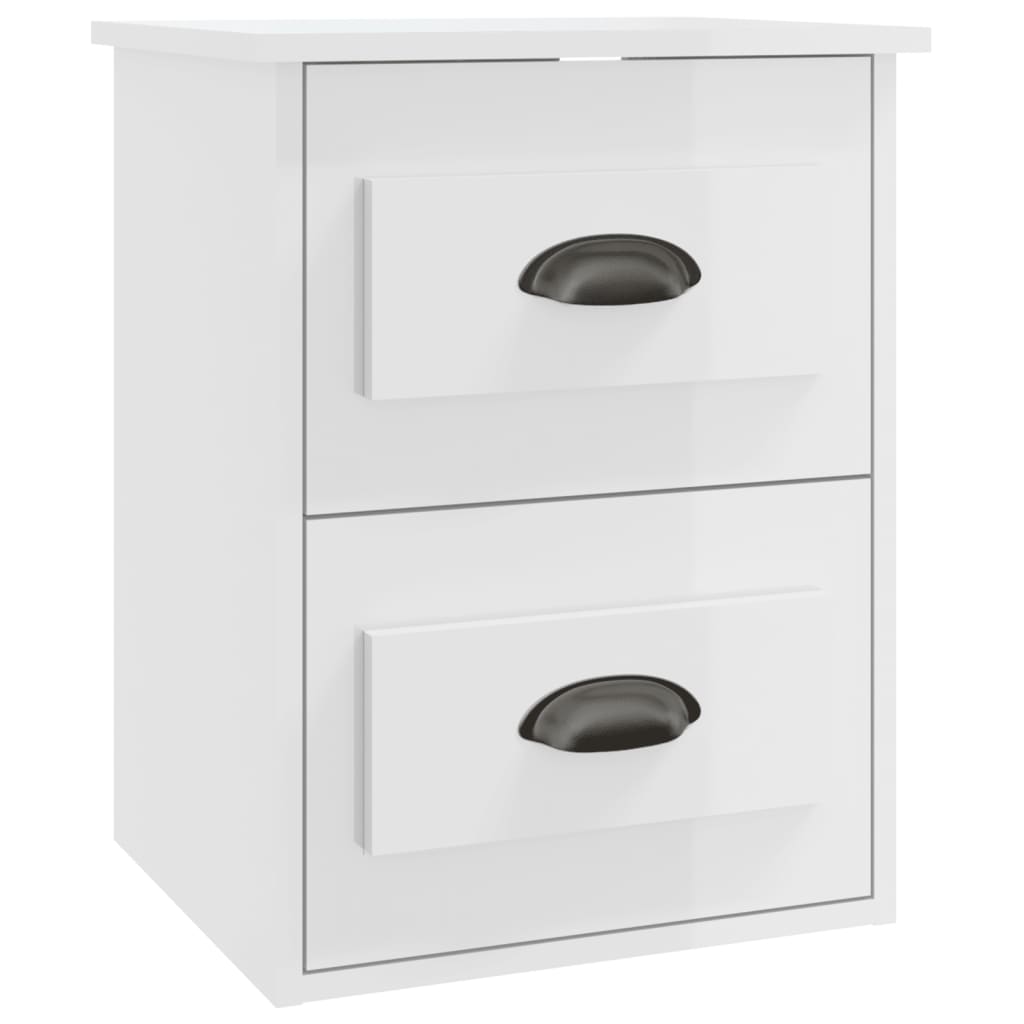 vidaXL Wall-mounted Bedside Cabinet High Gloss White 41.5x36x53cm 2