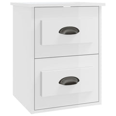 vidaXL Wall-mounted Bedside Cabinet High Gloss White 41.5x36x53cm 2