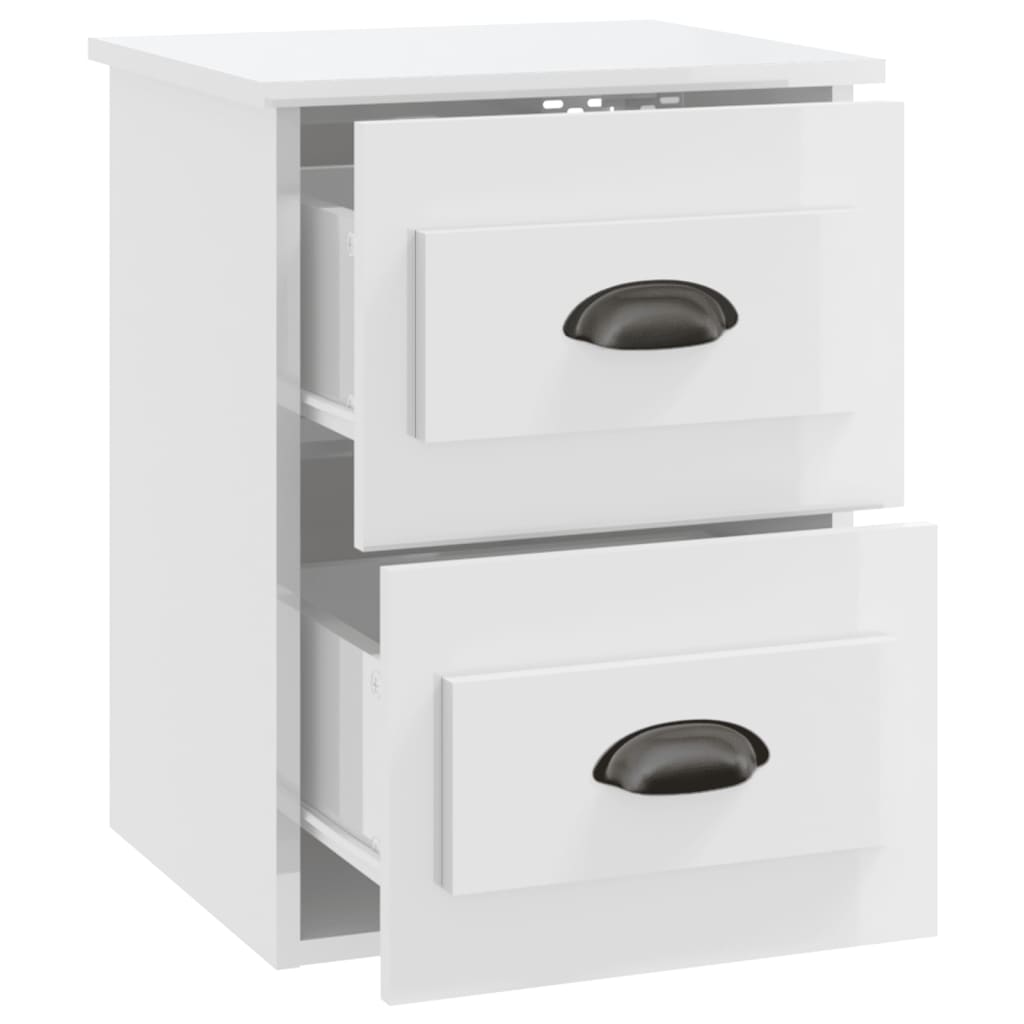 vidaXL Wall-mounted Bedside Cabinet High Gloss White 41.5x36x53cm 6