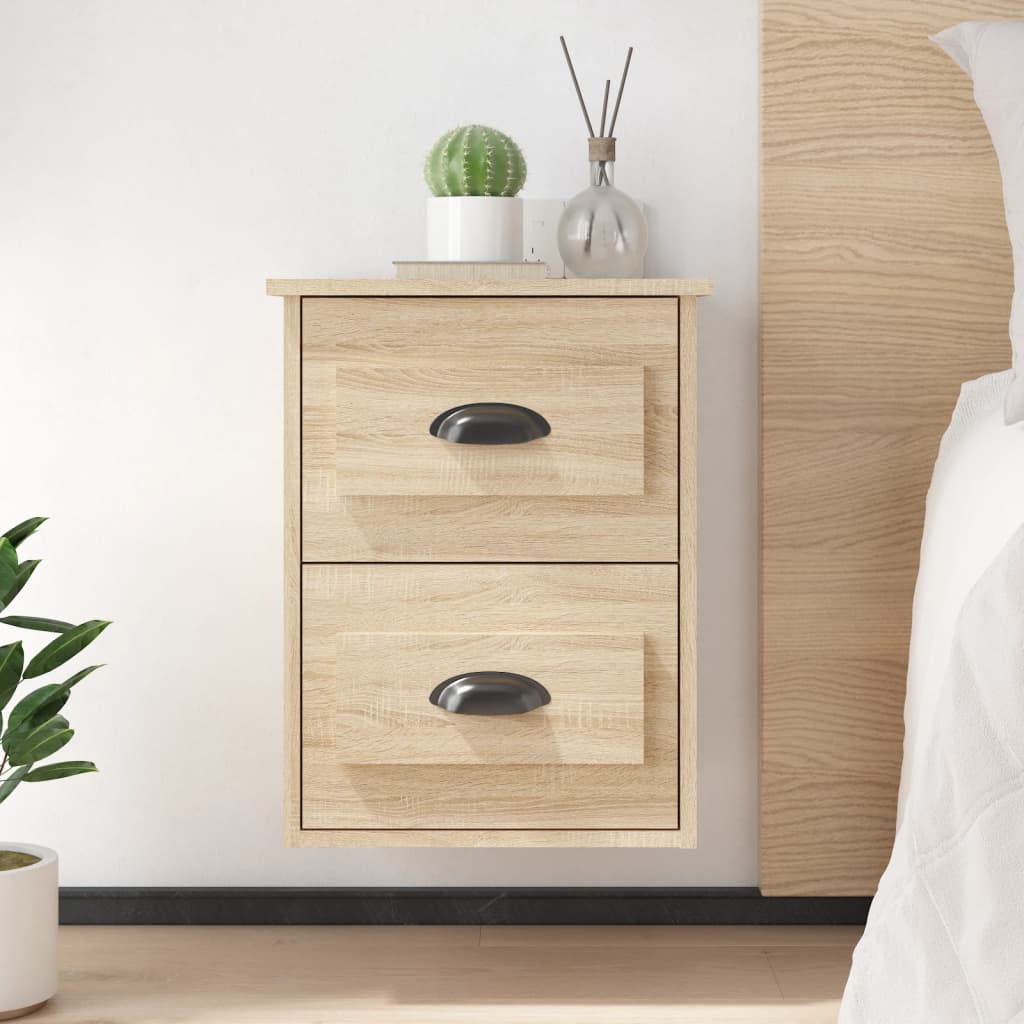 vidaXL Wall-mounted Bedside Cabinet Sonoma Oak 41.5x36x53cm 1